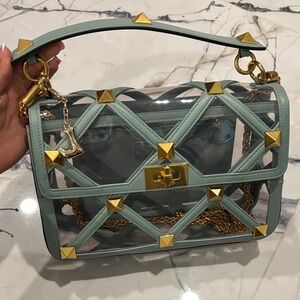 Valentino Transparent Bag with Gold and Green Accents